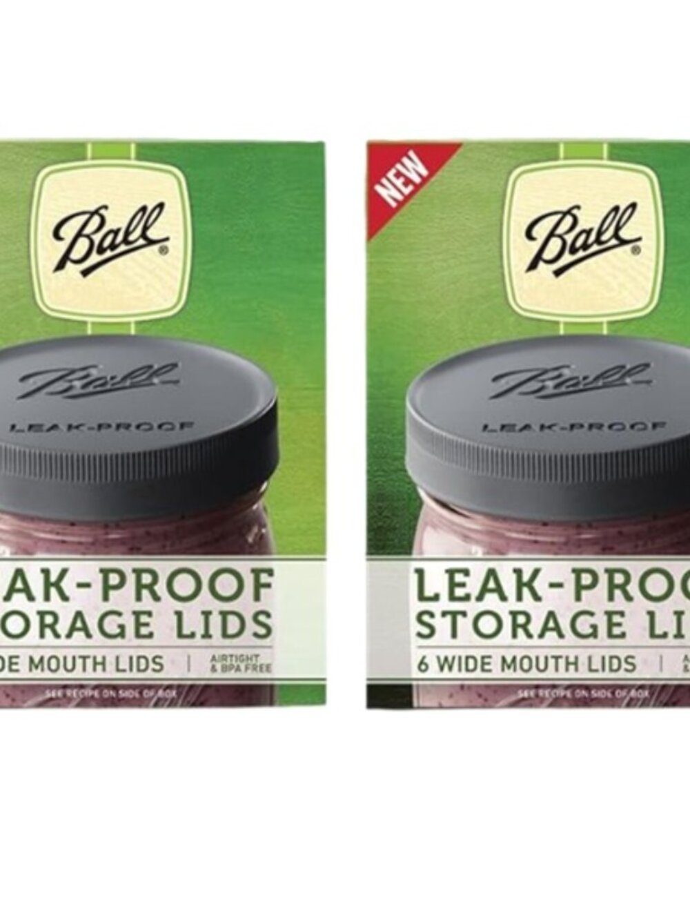 New- 2x - 6 Ct Box - Wide Mouth Ball Mason Jar Leak-Proof Lids BPA Free Reusable